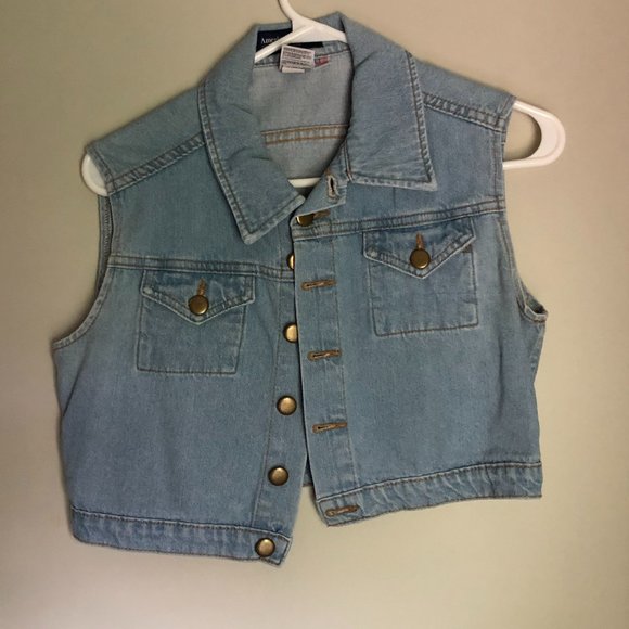 American Apparel Racer Cropped Denim Vest - Picture 2 of 4